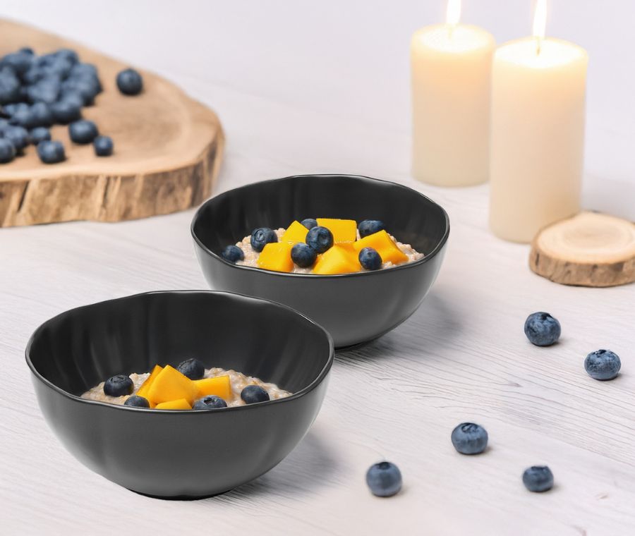 Set of salad bowls LOTUS (small, graphite, 2 pcs)
