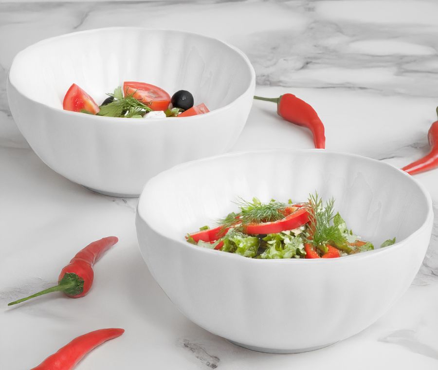 LOTUS salad bowl set (large, white, 2 pcs)