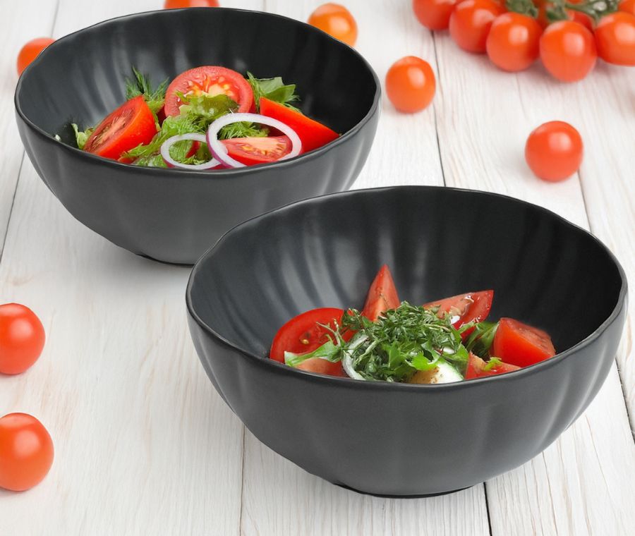 Set of salad bowls LOTUS (large, graphite, 2 pcs)