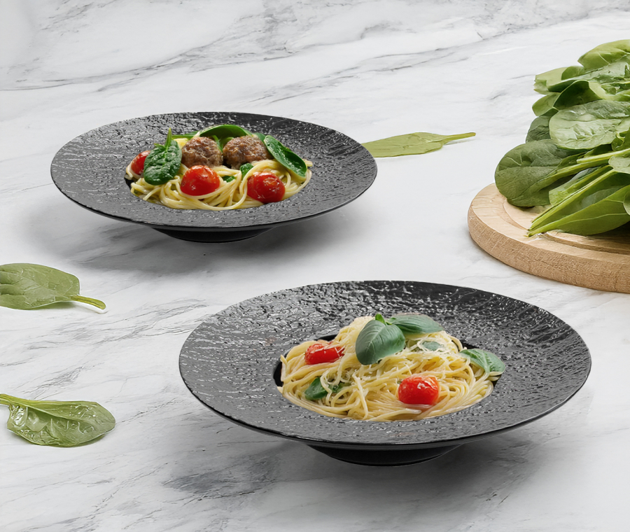 Set of deep plates with fields LAVA (black, 2 pcs)
