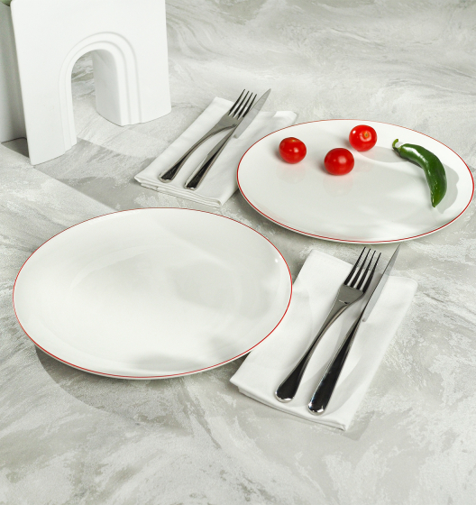 SYMBOL dinner plates (red edge)