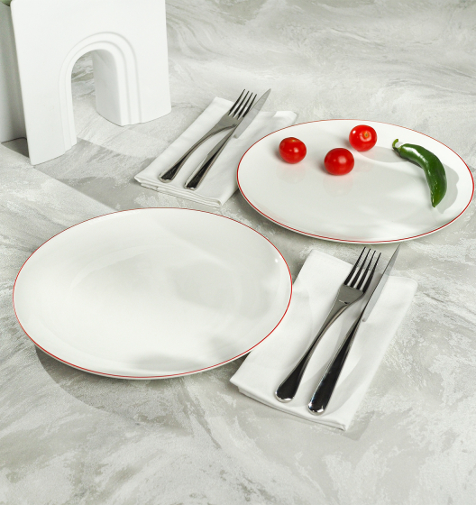 SYMBOL dinner plates (red edge)