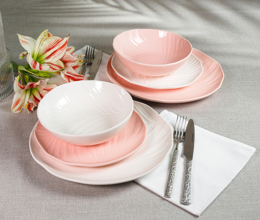 BALI plate set (pink/white)