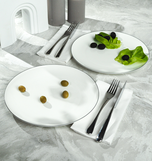 SYMBOL dinner plates (gray edge)