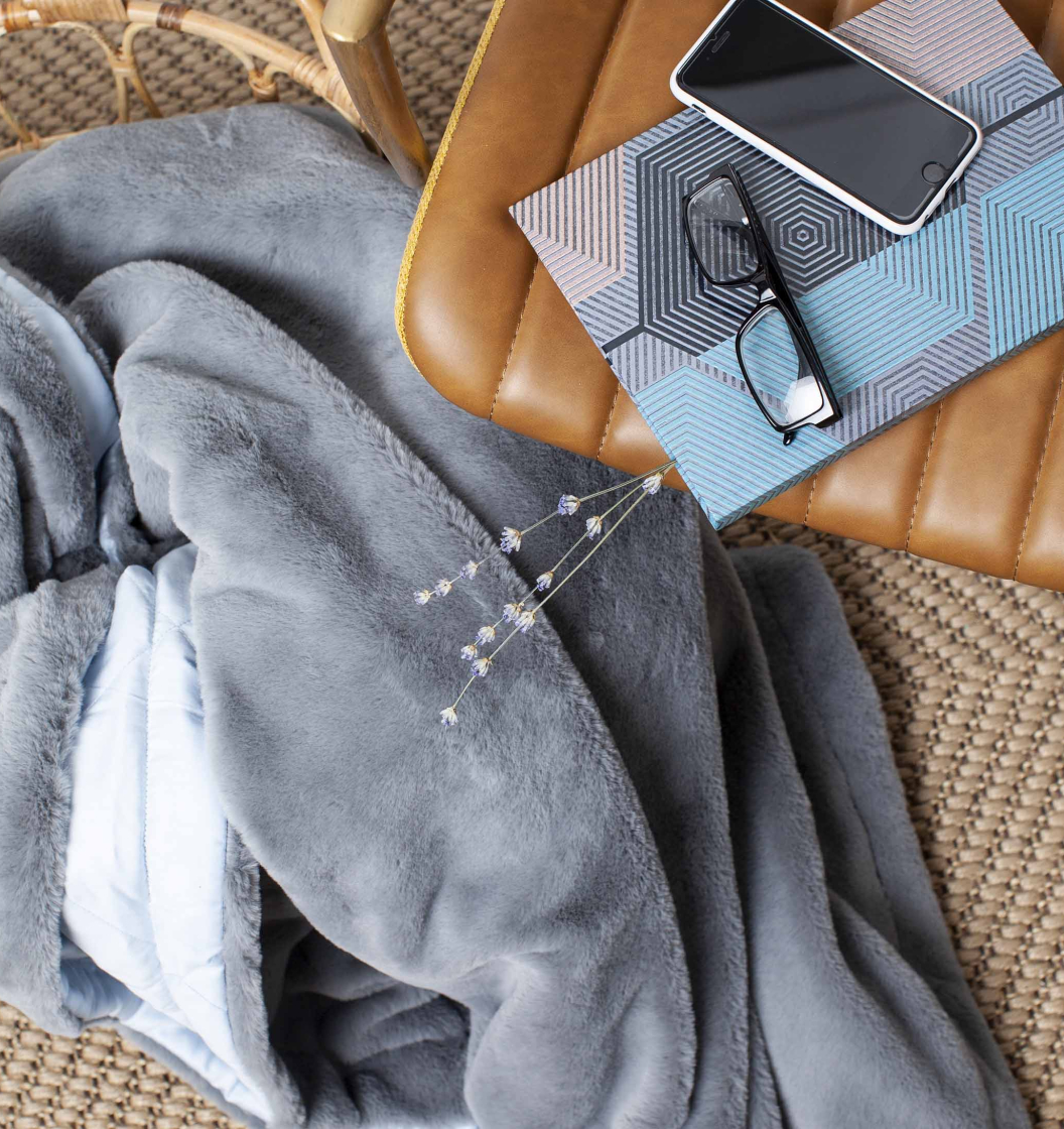 Fur blanket FROST GRAY