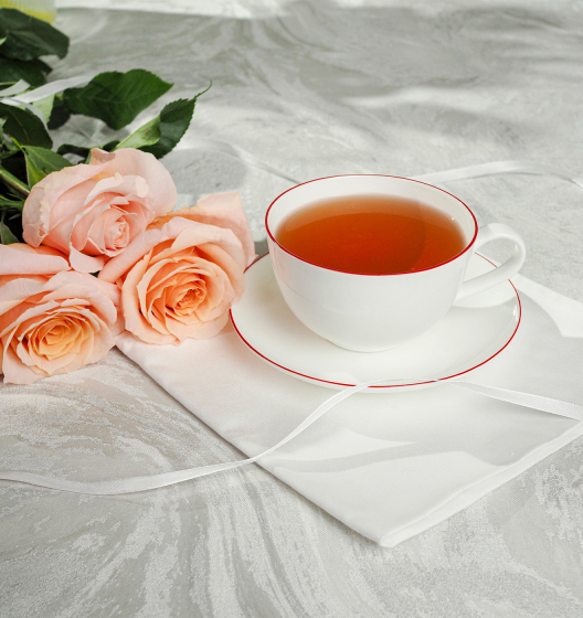 Чайная пара SYMBOL (белый с красным кантом, 1 шт)