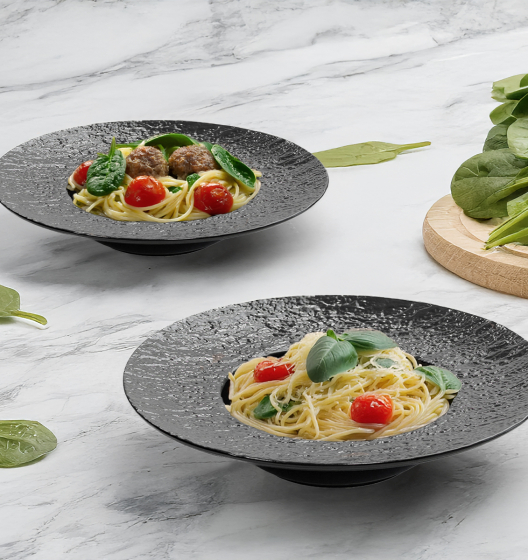 Set of deep plates with fields LAVA (black, 2 pcs)