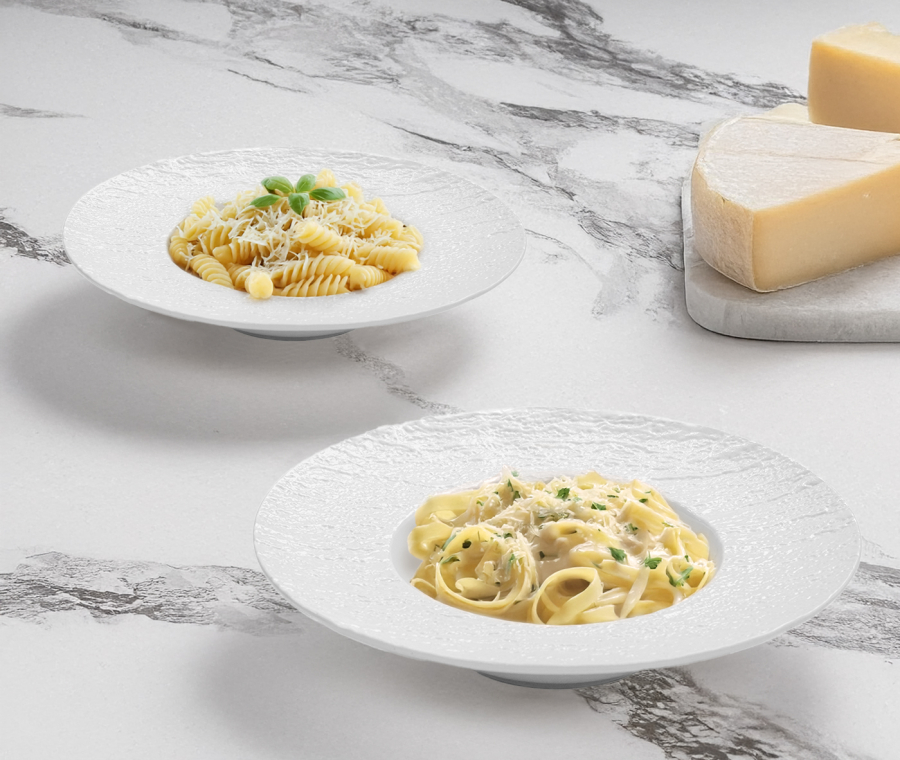 Set of deep plates with fields LAVA (white, 2 pcs)