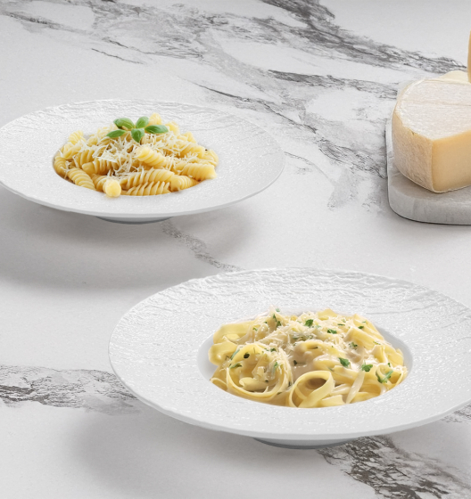 Set of deep plates with fields LAVA (white, 2 pcs)